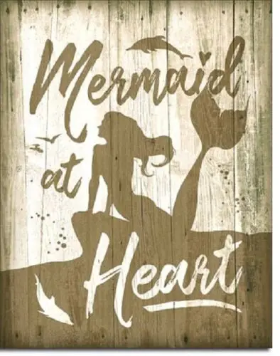 Mermaid at Heart Beach Sea Lake Humor Funny Retro Kitchen Wall Decor Metal Sign