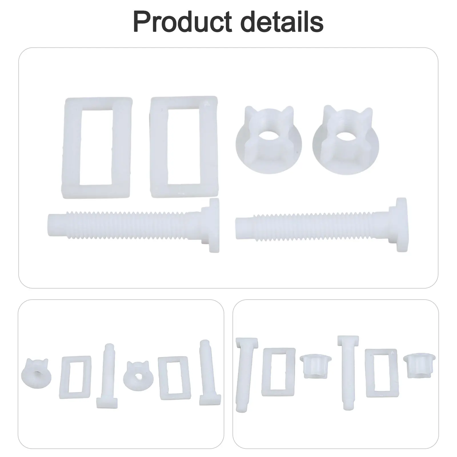 Toilet Lid Toilet Hinge Screws Hinge Screw Bolt Fixing Plastic Rectangle Toilet Lid Hinge Screw Top White 2PCS