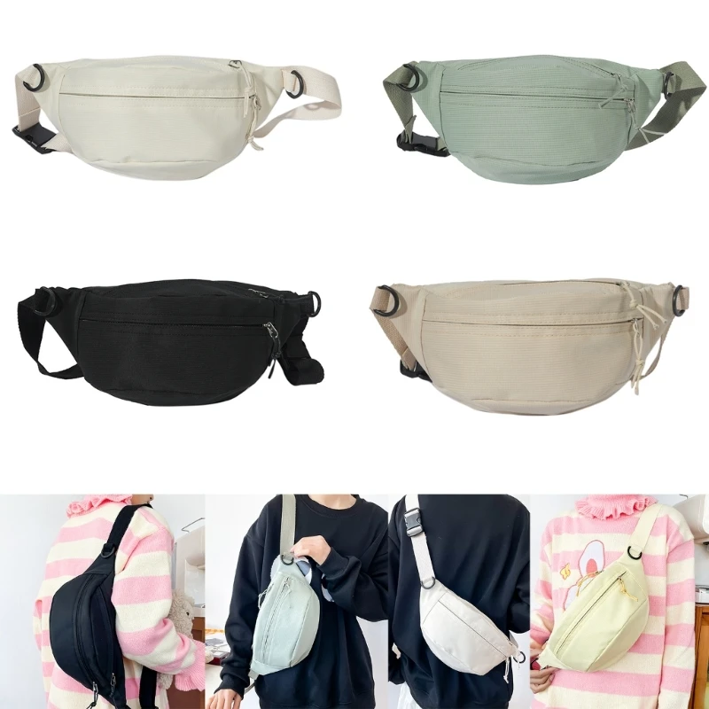 

Women Men Casual Waist Fanny Pack Solid Color Adjustable Belt Bum Bag Outdoor Travel Crossbody Phone Pouch Shoulder Chest Bag