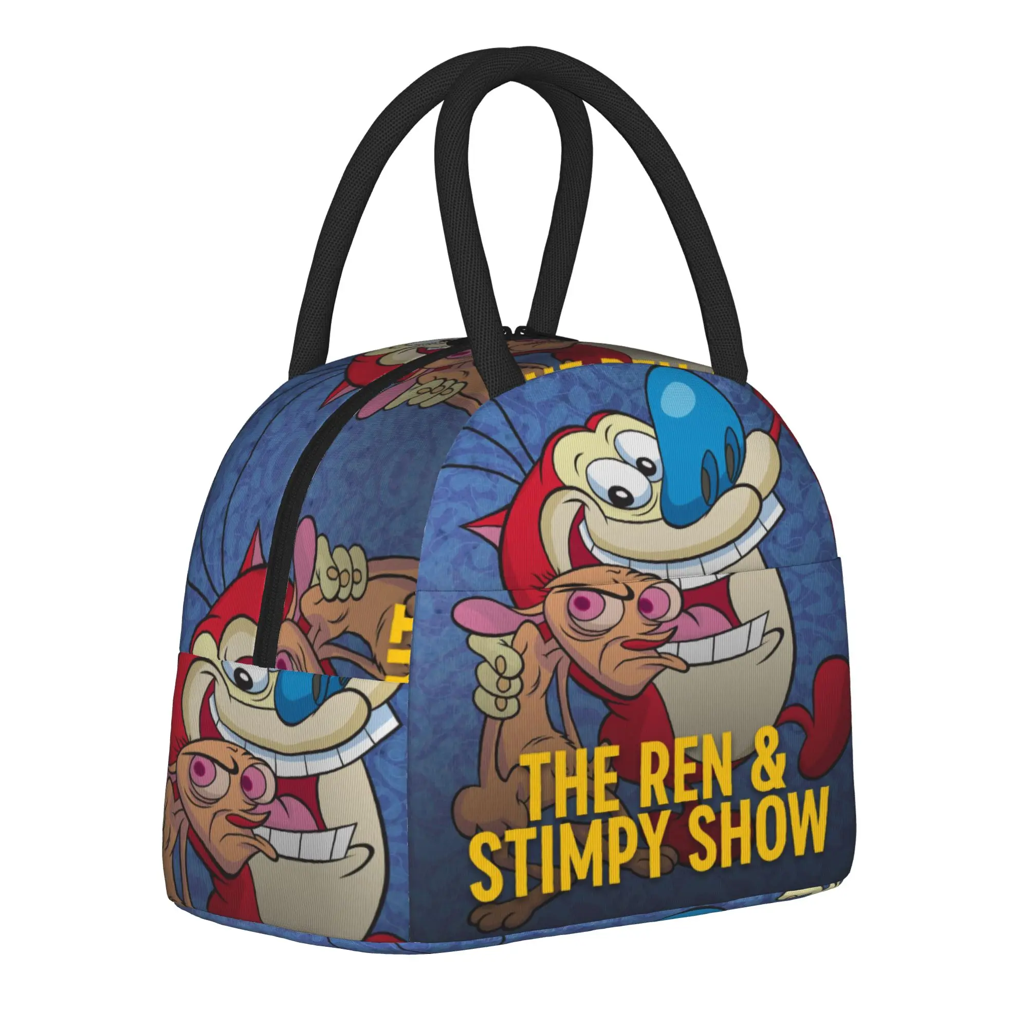  Duo Rucksack Ren & Stimpy  Merch Insulated Lunch Bag For Outdoor  Food Container Portable Cooler Thermal Lunch Boxes