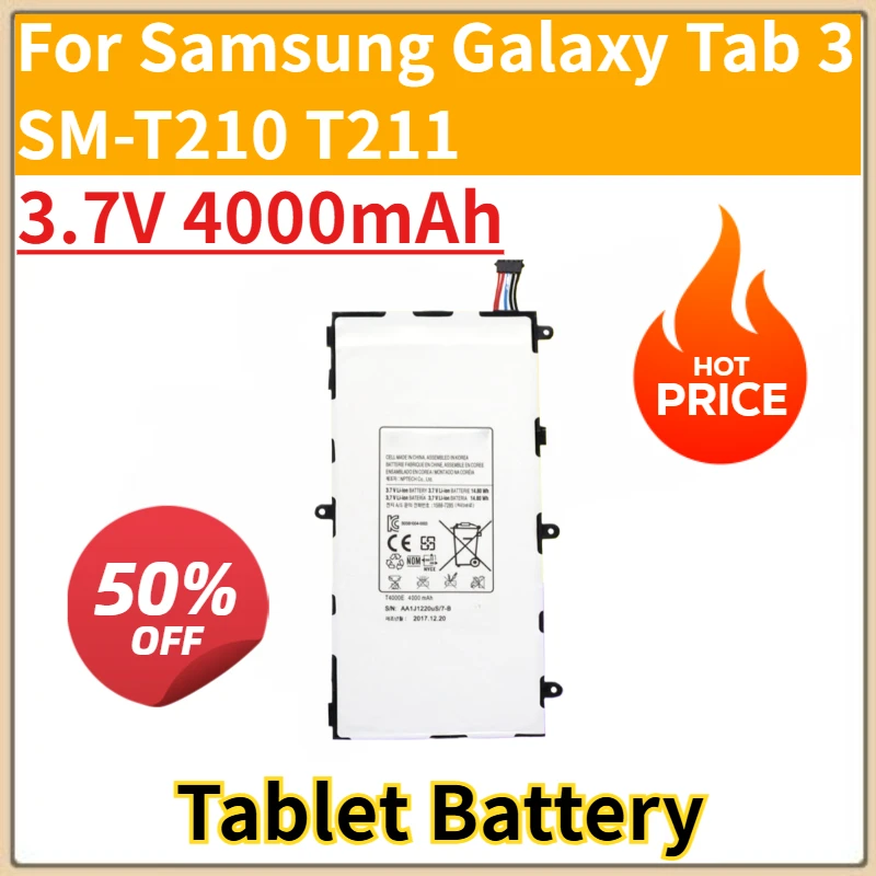 

Brand New Replacement Tablet Battery 3.7V 4000mAh For Samsung Galaxy Tab 3 SM-T210 T211 Touch Screen Tablet