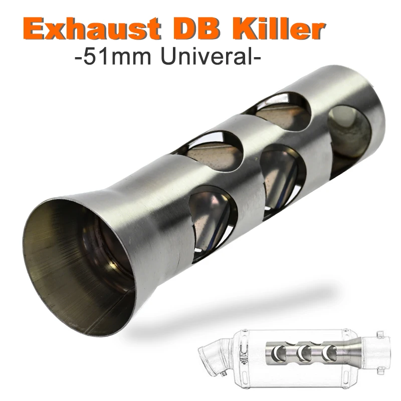 51mm Middle Section Motorcycle Front Mid End Exhaust Insert Decibel DB Killer Baffle Noise Sound Eliminator Stainless Steel
