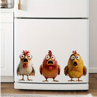 1pc Funny Surprised Chickens Sticker, Water-proof Wall Decal, Used for Wall, Bathroom, Cabinet, Door,Toilet, Car, QT17