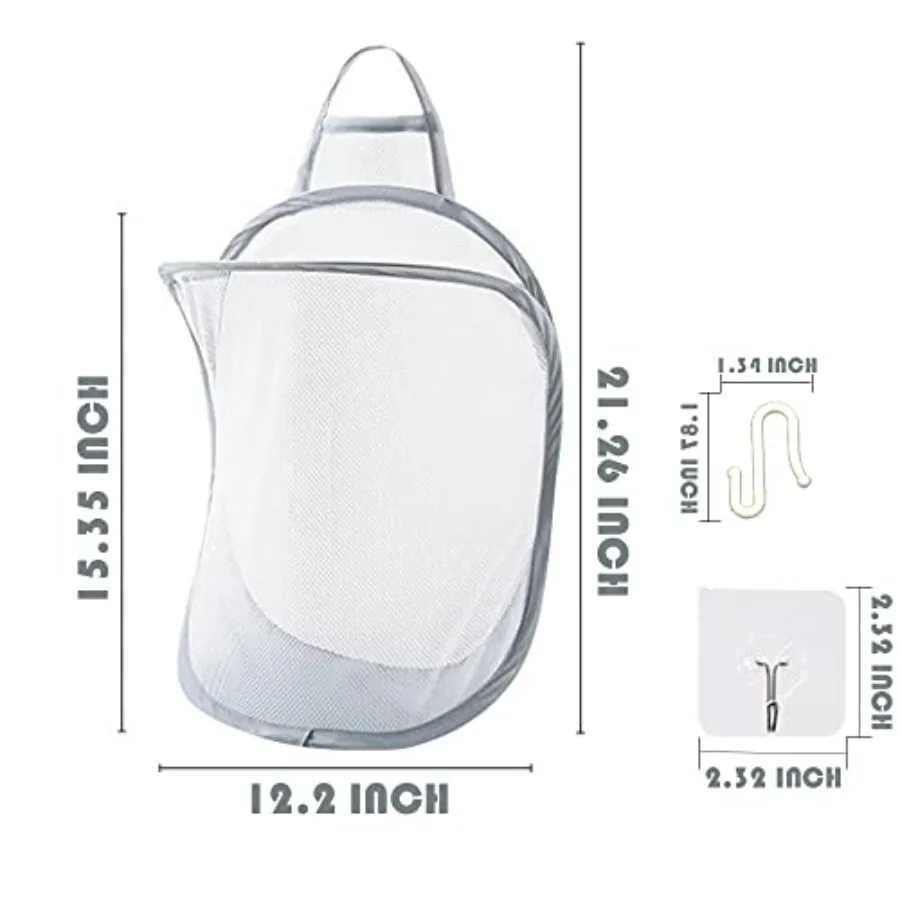 Mesh Collapsible Small Wall Laundry Baskets Hanging Laundry Hamper for Hotel, University Dormitory Use by 1, CLASSIC