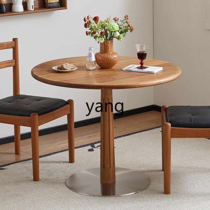 

YHM All Solid Wood Balcony Simple Small Apartment Round Dining Table