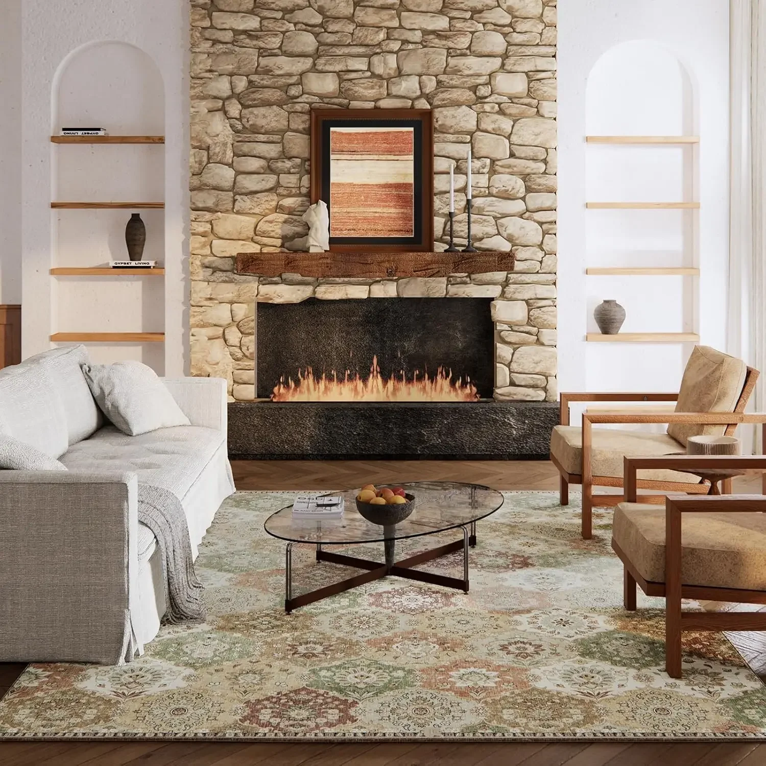 

VIKAMA Роскошный ретро персидский имитация кашемира, ковер для гостиной, кухни, журнальный столик, противоскользящие коврики для пола, домашний декор