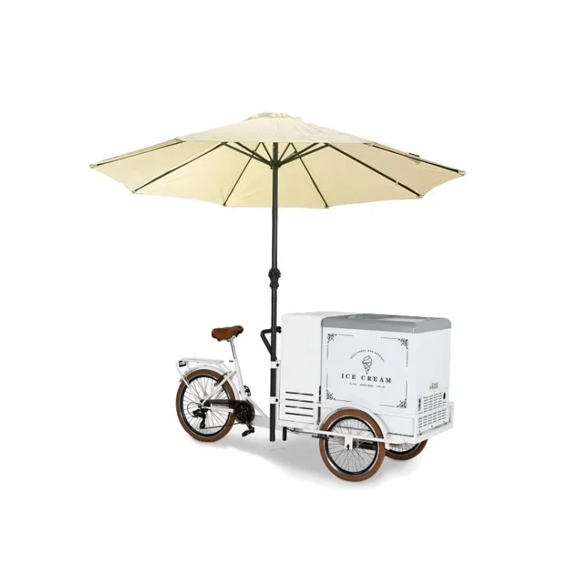 Cross-border Bottom Price Ice Lolly Vending Cart With Umbrella Gelato Ice Cream Tricycle For Sale
