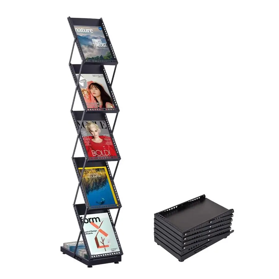 

display standampFoldable Magazine Rack with 5 Pockets for Exhibition and Trade Show 67X9.5X14.5