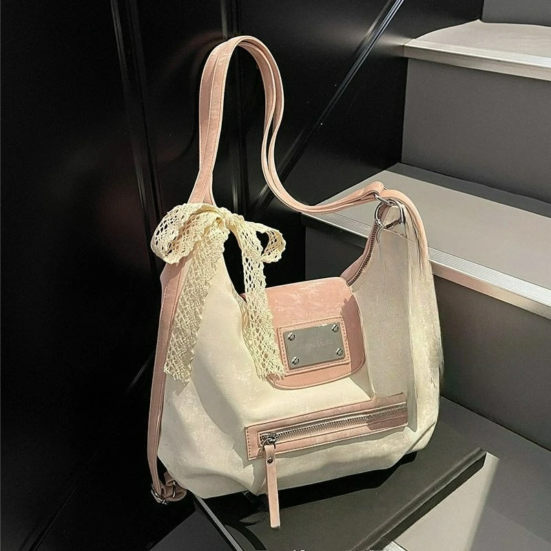 

Женская европейско-американская новая универсальная модная посылка, простая контрастная цветная большая вместительная повседневная портативная сумка через плечо