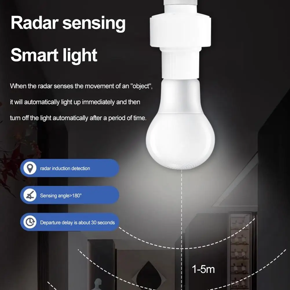 Lamp Holder Intelligent Radar Sensing Standard E27 Screw Base LED Night Lamp Socket Base Human Body Radar Induction Lamp Holder