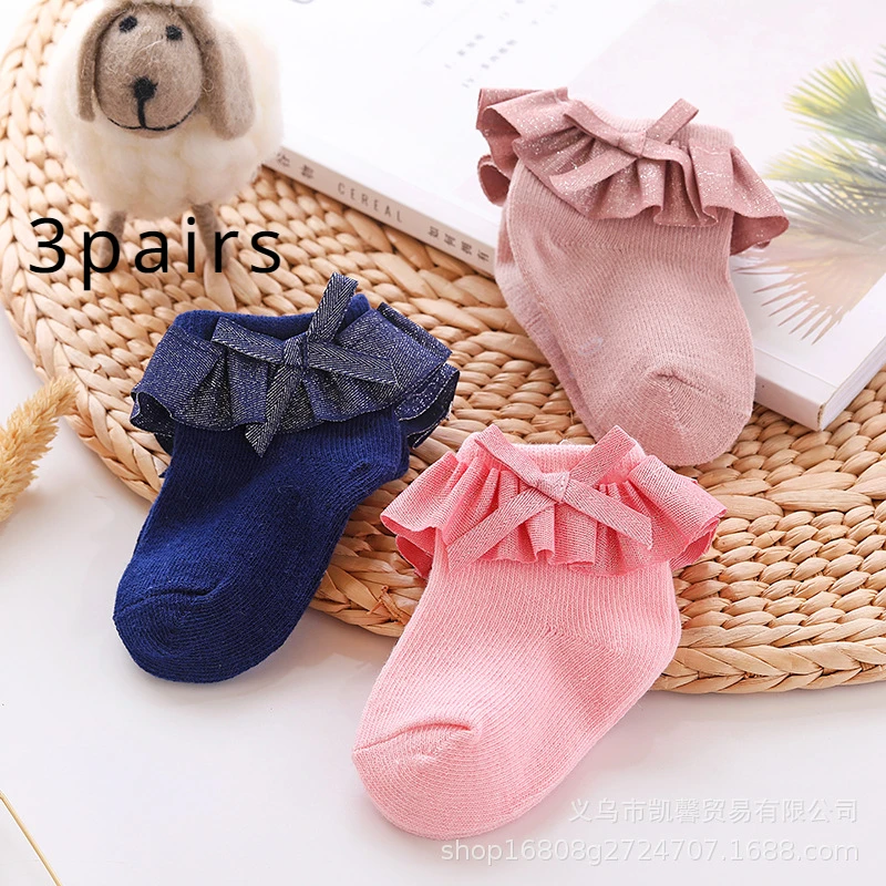 5 Pairs Baby Girl Lace Baby Socks, Spring And Summer Crystal Silk Cute Mesh Breathable And Versatile Princess Children\'s Socks