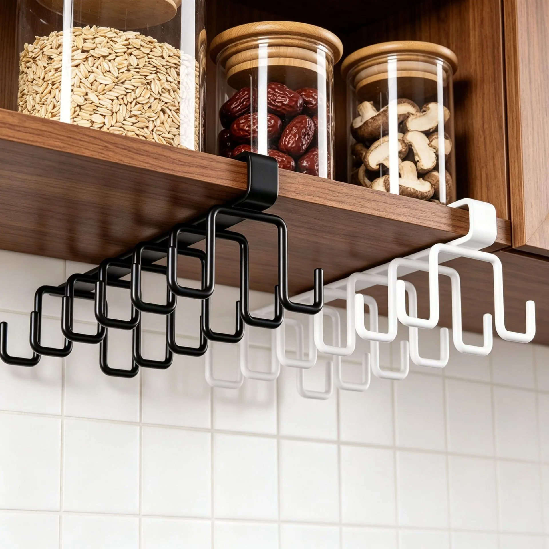 12 Hooks Kitchen Cup Kitchenware Storage Rack Long Row Cap Bag Tie Scarf Organizer Hanger Cupboard Holder Dormitory Rack