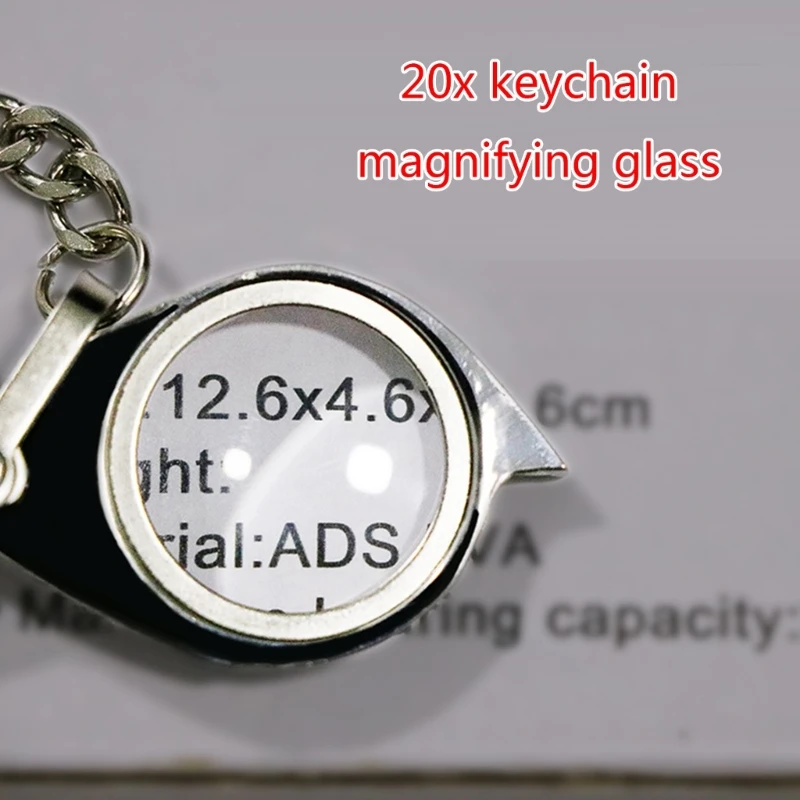 Portable 20X Folding Key Mini Pocket Magnifier Key Chain Glass Jewelry Loupe Lens