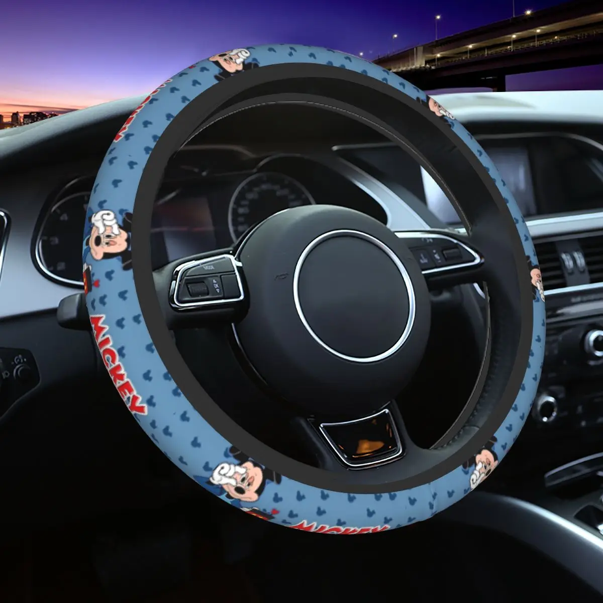 37-38 Car Steering Wheel Cover Disney Mickey Mouse Minnie Elastic Auto Decoration Fashion Steering-Wheel Accessories