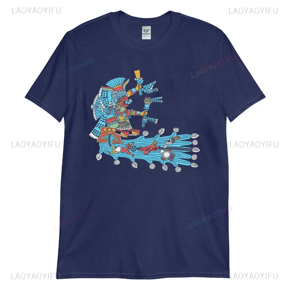 Aztec Warrior Jaguar Men's Cotton T-shirt Aztec Goddess Ancient Mayan Women's Shirt Harajuku Mexico Goth Clothing Mayan T-shirts image 4