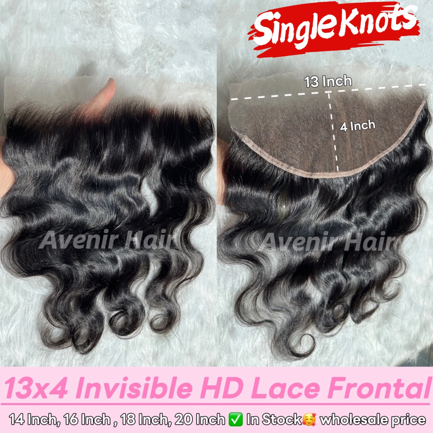 AVENIR Enkele Knopen Body Wave 13x4 HD Kant Frontaal Alleen Braziliaans Menselijk Haar HD Kant Frontaal Pre geplukt Natuurlijke Kleur Remy Haar
