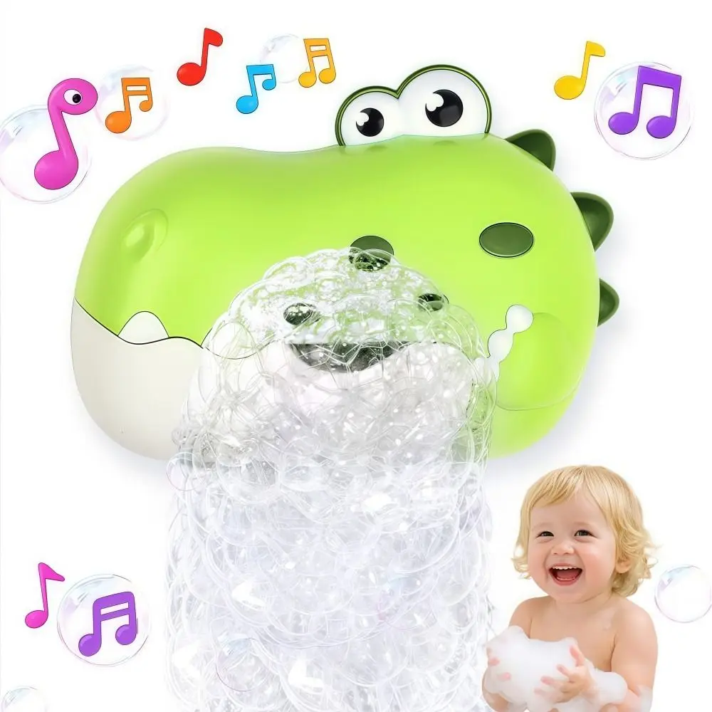 With Music Dinosaur Bubble Machine Lightweight Green Baby Bath Bubble Toys Durable Dinosaur Shape Baby Bath Water Toys