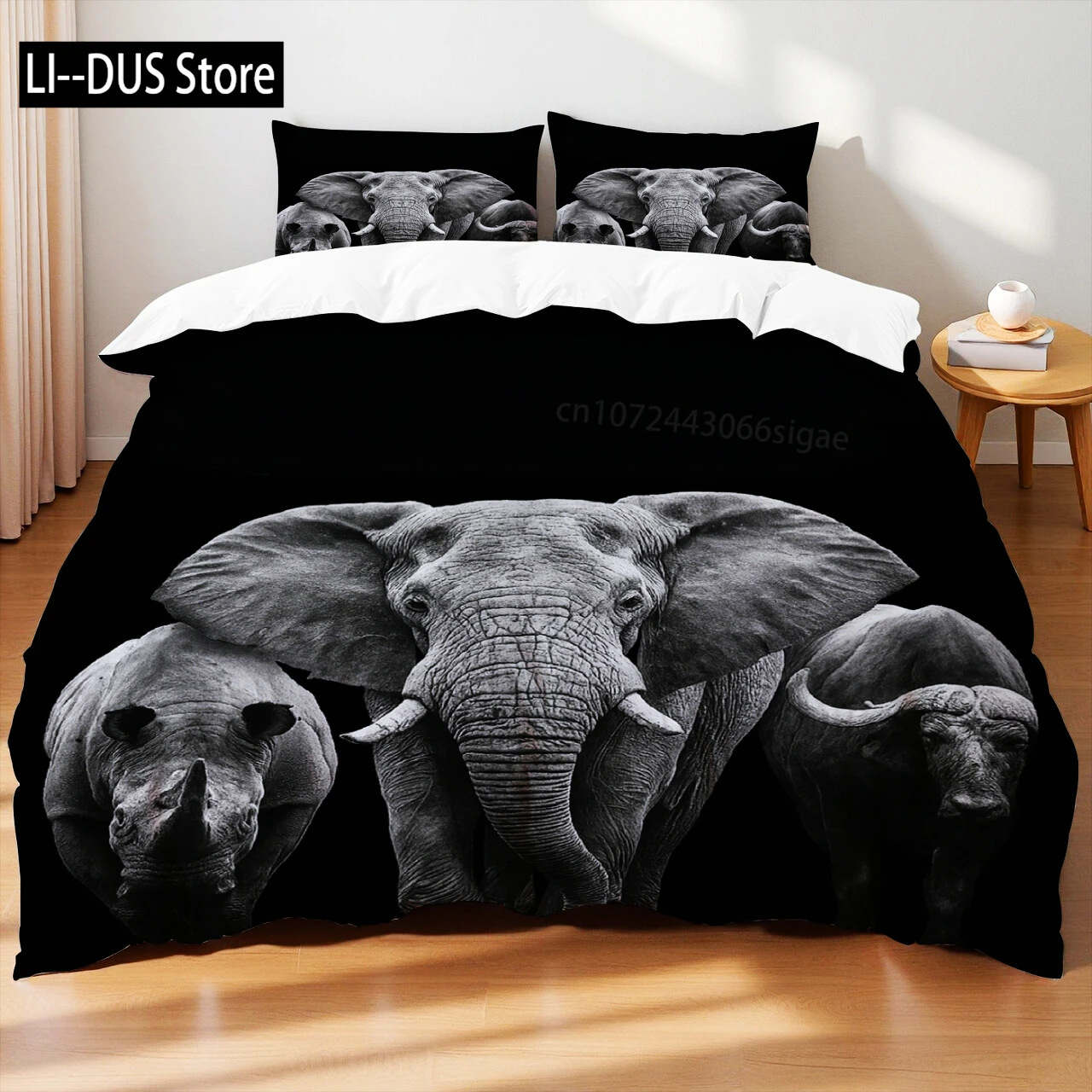 

Elephant Highland Cow Style Digital Printing Cotton Fabric Bedding Set Duvet Cover Linen Fitted Sheet Pillowcases Home Textile