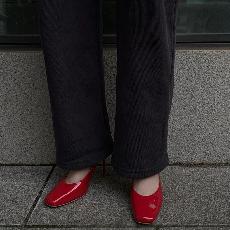 Women’s Real Leather High Heel Pumps - Square Toe Dress Shoes