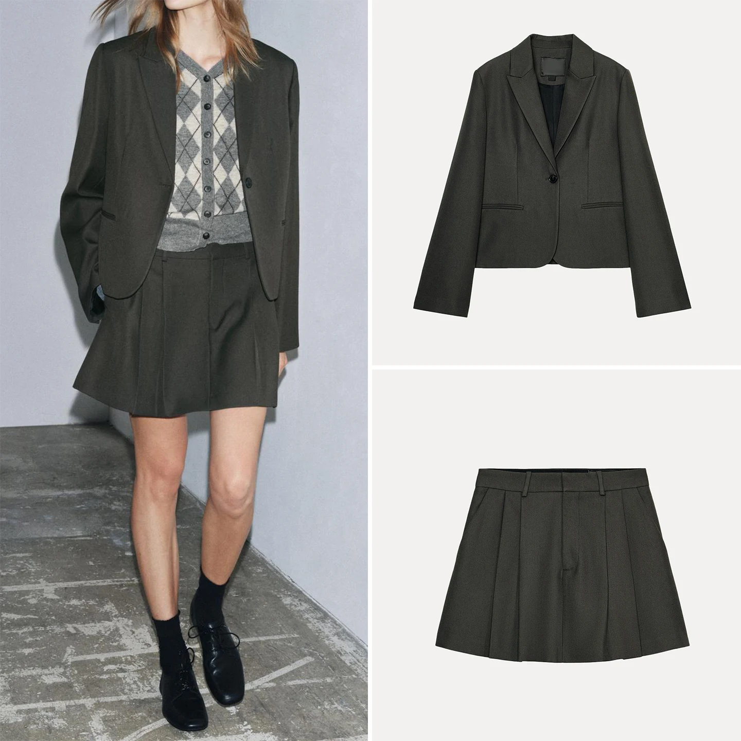 

ZADATA Women's Suiting Short Pencil Skirt Two-Piece Set Long Sleeve Short Length Fashionable Workwear Autumn 2025