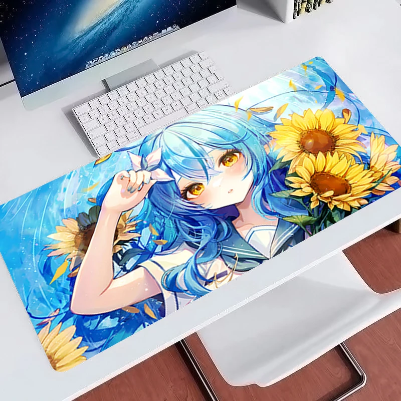 kawaii Mouse Pad Computer Acessories Non Slip Anime Desk Mat Esports Gamer Keyboard Mat Hololive Shirakami Fubuki Large Mousepad