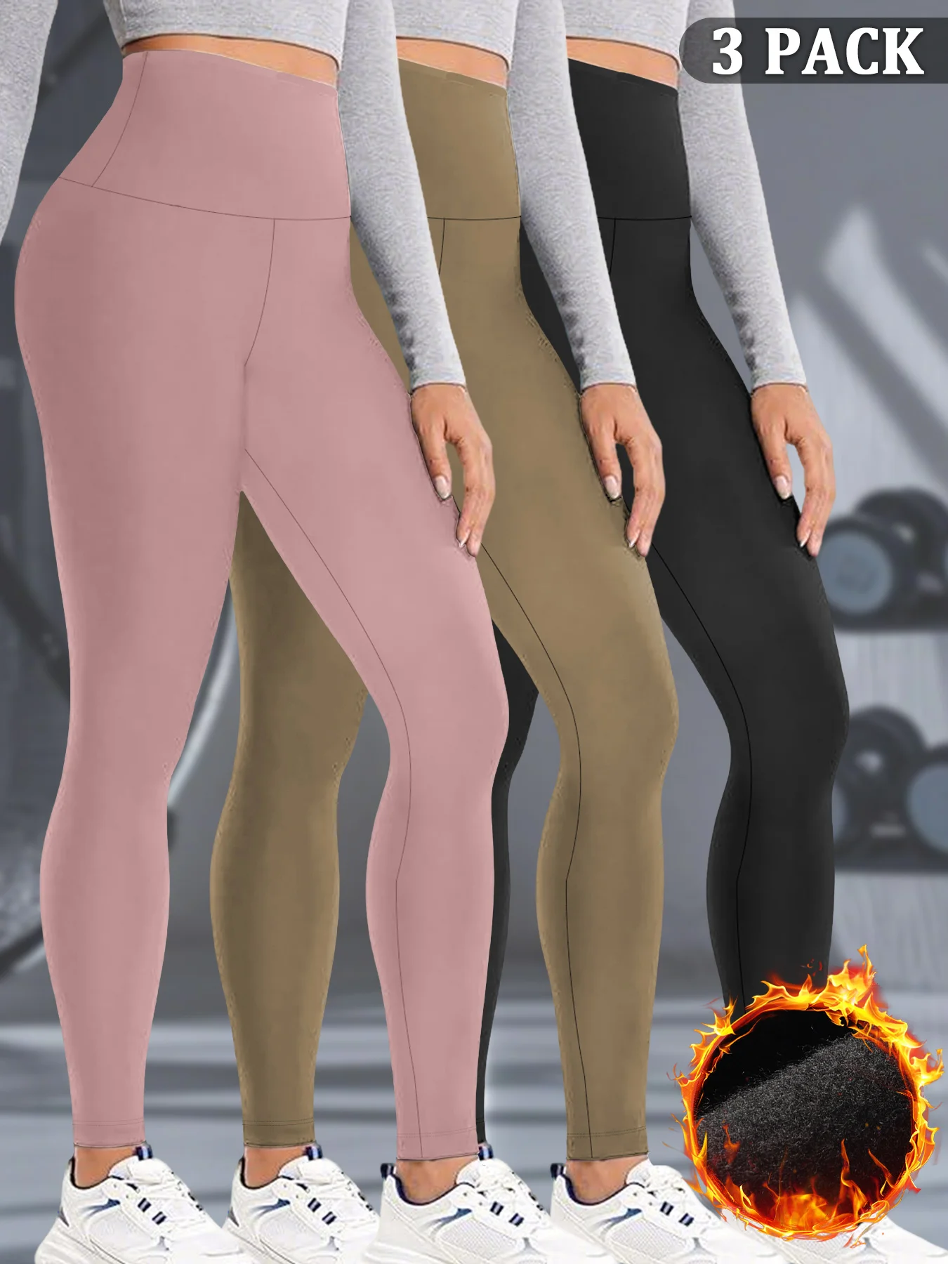 

3 Pack Womens Soft Thermal Fleece Lined High Waisted Leggings Thick Winter Warm Tights Workout Yoga Pants