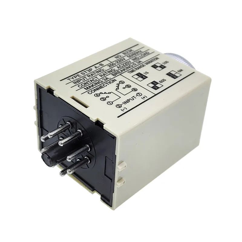 ST3PA-A/B/C/D/E/F/G Time Relay With Base Socket Power On Time Delay 8 Pins Off Delay Timer Relay AC 220V DC12V 24V