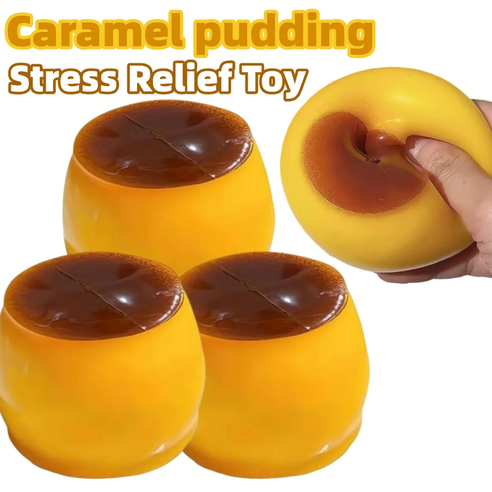 High-quality Simulation Caramel Pudding Squishy Toy,Slow Rising Glitter Stress Toy,Decompression Fidget Stretchy Toy Desk Gift ﻿