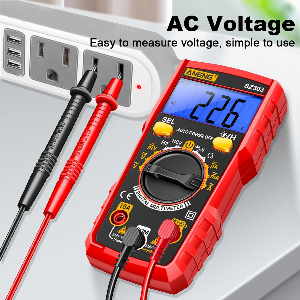 ANENG SZ303 Digital Multimeter Resistance Meter 1999 Counts Multimetro Auto-Ranging AC/DC Votage Current Ohm Tester