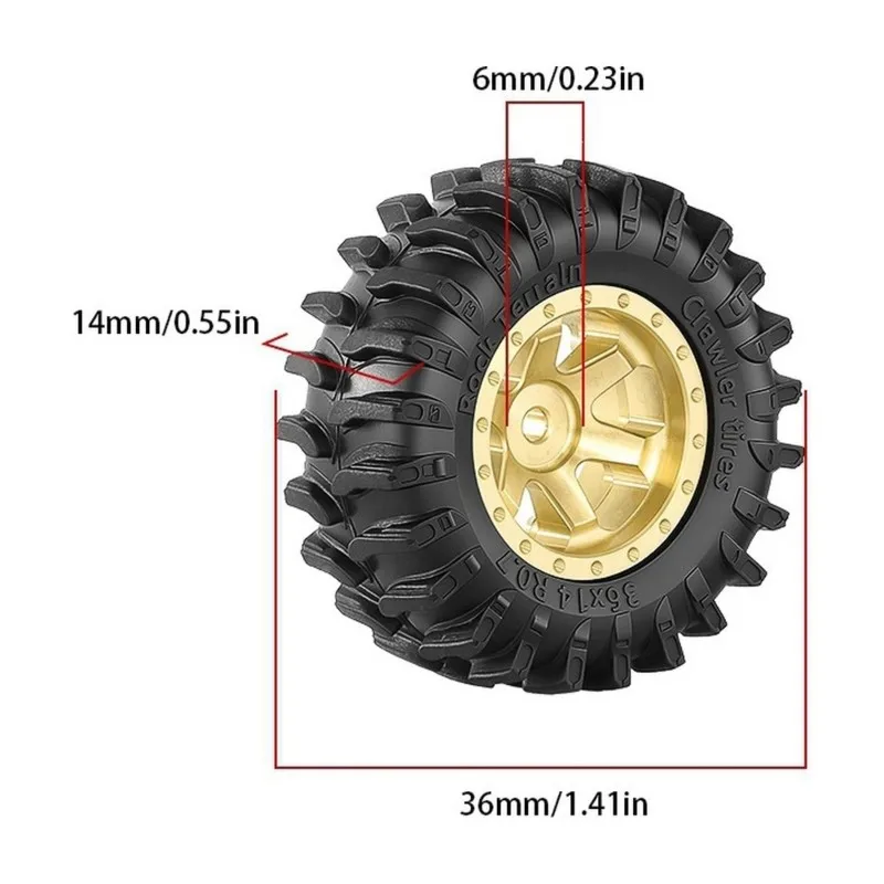 ABUM-SCX30 0.7 Brass Wheel Hub Metal Climbing Car Model-For Ford Mustang,For Jeep For Wrangler K10 1/30 Scale