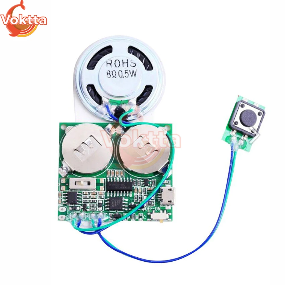 DIY Recordable Sound Module 8M MP3 WAV Button Control Music Voice Player Programmable Board with Speaker for Greeting Card Gift