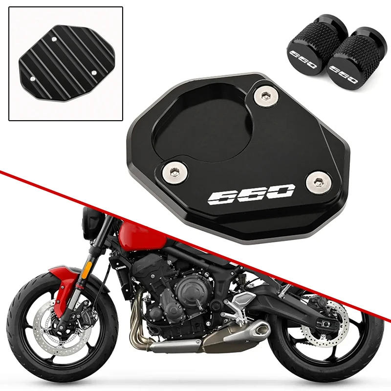 Für TRIUMPH Trident 660 Daytona 660 2021-2023 2024 Motorrad CNC Zubehör Seitenständer Verlängerte Stützauflagen 660 Ventilkappen