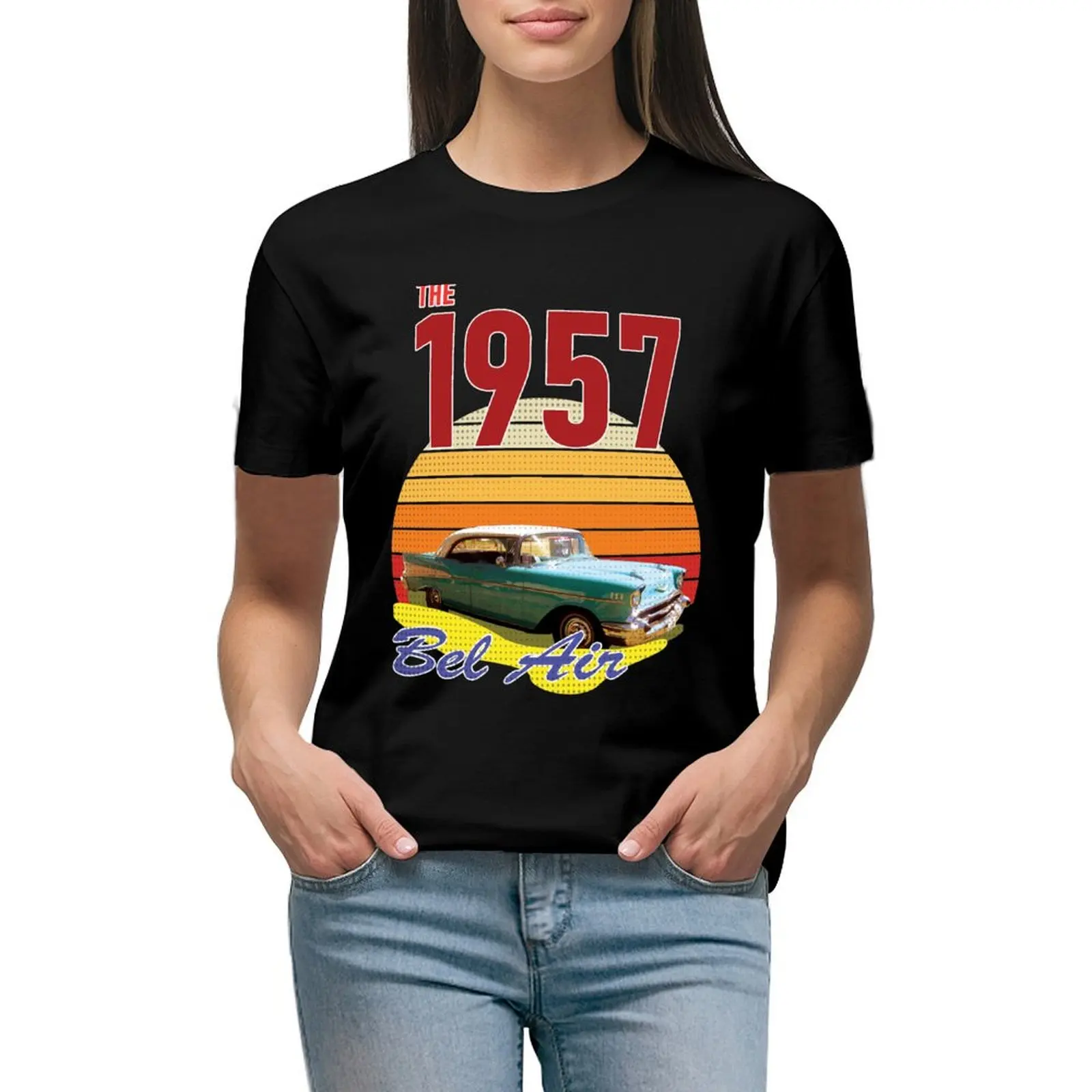 Classic car 1957 Bel Air sedan sport T-shirt vintage clothes Female clothing shirts graphic tees luxury designer clothing Women