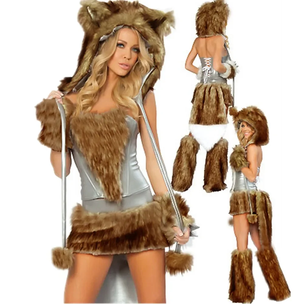 

High Quality Sexy Big Bad Wolf Animal Furry Costume Animal Theme For Adult Halloween Cosplay Wolf Girl Uniform