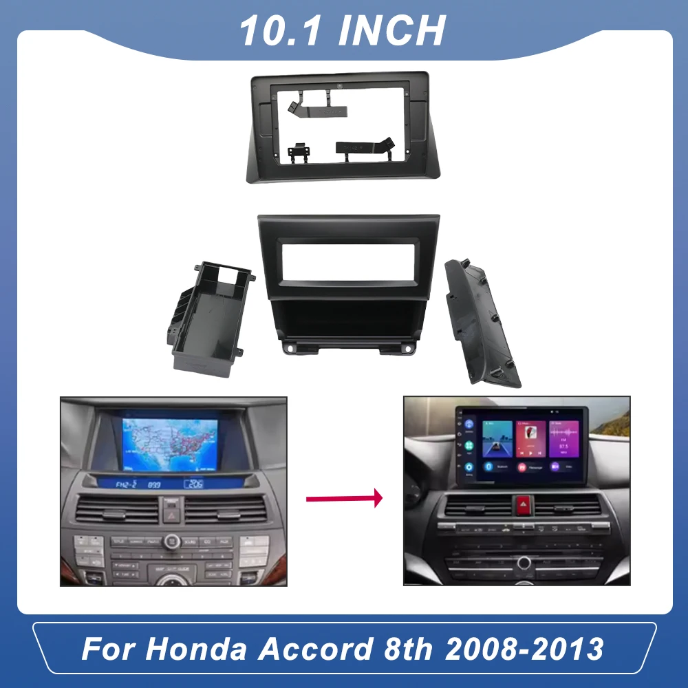 10.1 Inch 2Din Radio Fascia Kit For Honda Accord 8th 2008-2013 Dash Trim Panel With CANBUS Adapter