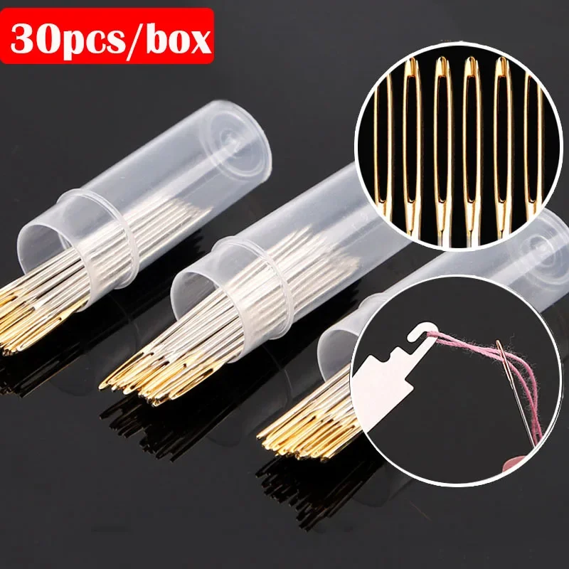 New 30pcs Cross Stitch Needles Gold Tail Needle Blunt Embroidery Needle Cross Stitch Needlework Tools