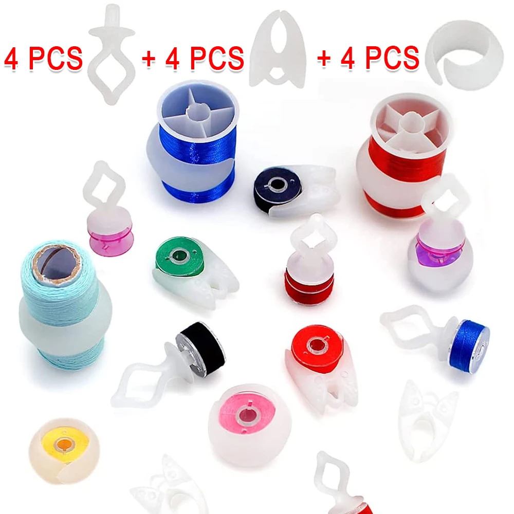 12 PCS Sewing Accessories Transparent Bobbins Clamps Spool Holders Thread Spool Huggers Keep Thread Spools From Unwinding Peels