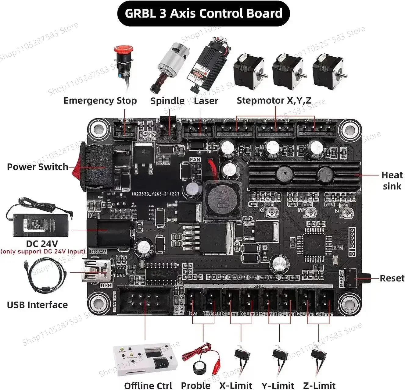 CNC Motherboard GRBL 1.1 Type C Port CNC Engraving Machine Control Board 3-Axis with Offline For CNC3018 Laser Machine