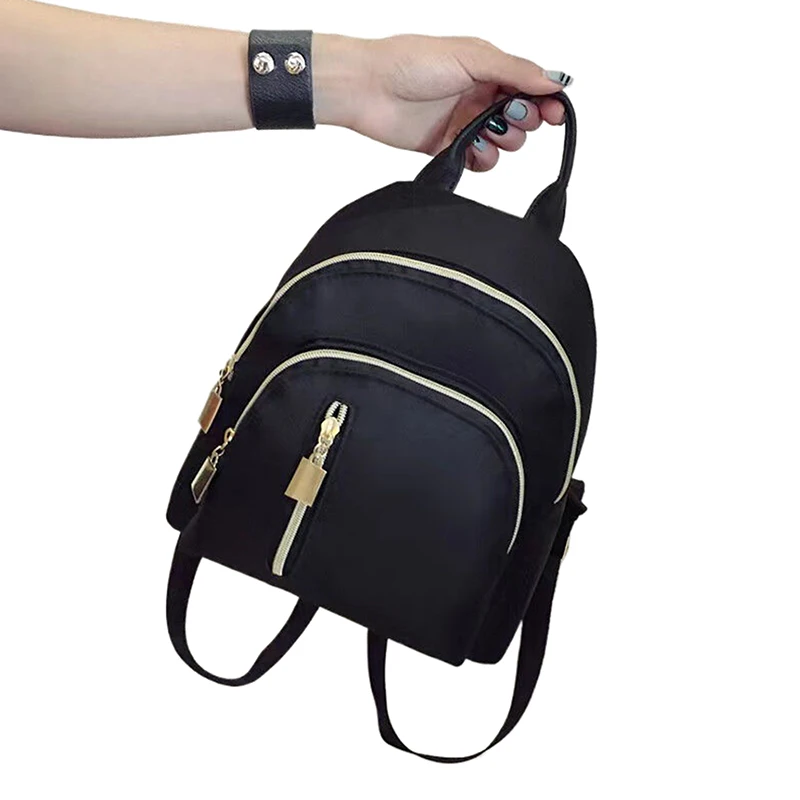 Mochila de nylon impermeável para mulheres Mochila pequena de lazer Bolsa de livro de estudante Bolsa de ombro casual Moda