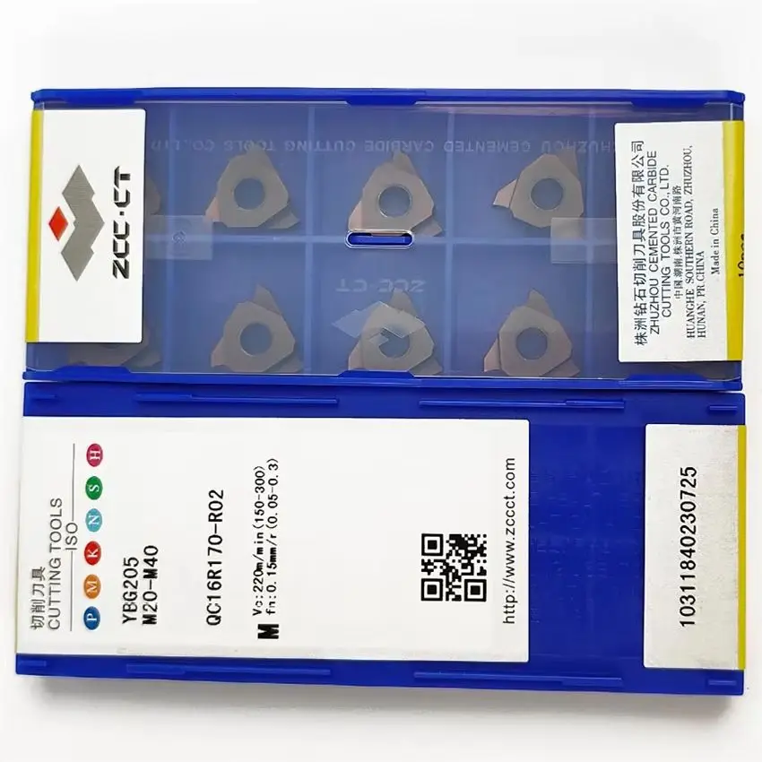 

QC16R160-R02/QC16R170-R02 YBG205/QC16R175-R02 YBG205/QC16R180-R02 YBG205/QC16R185-R02 YBG205 ZCC.CT CNC carbide insert 10pcs/box