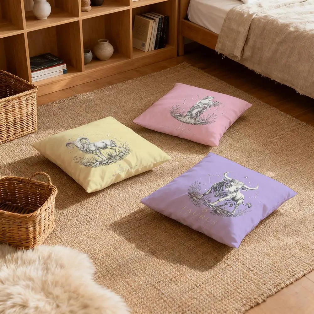 Zodiac wheel Cushion Cover Double‑Sided Pillowcase With Zipper Home Sofa Decor Gift