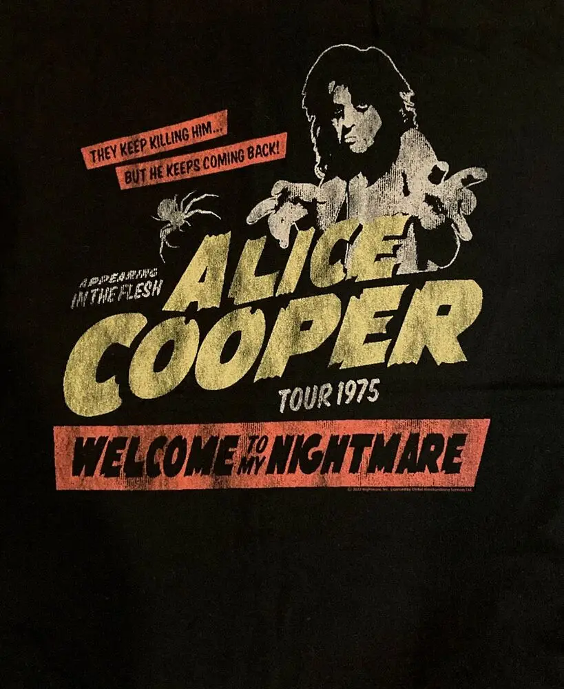 ALICE COOPER cd lgo WELCOME TO MY NIGHTMARE TOUR 1975 Official SHIRT XL new