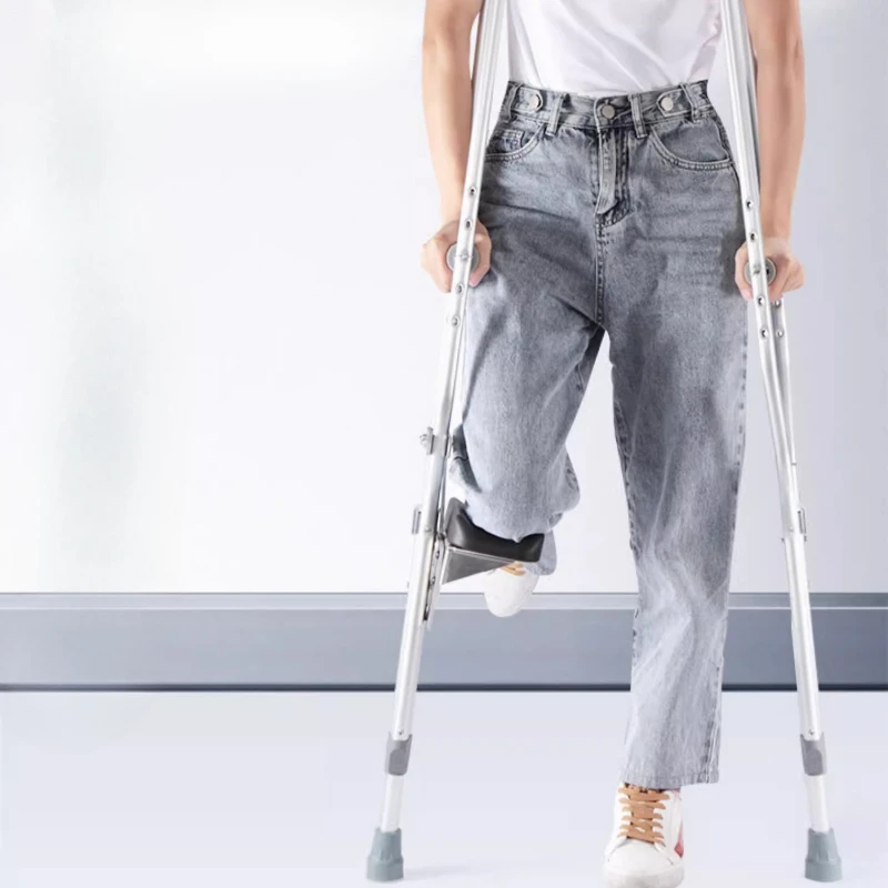 Aluminum Crutches Adjustable Walking Aid Lightweight Support with Non Slip Base for Injury Recovery Elderly Rehabilitation