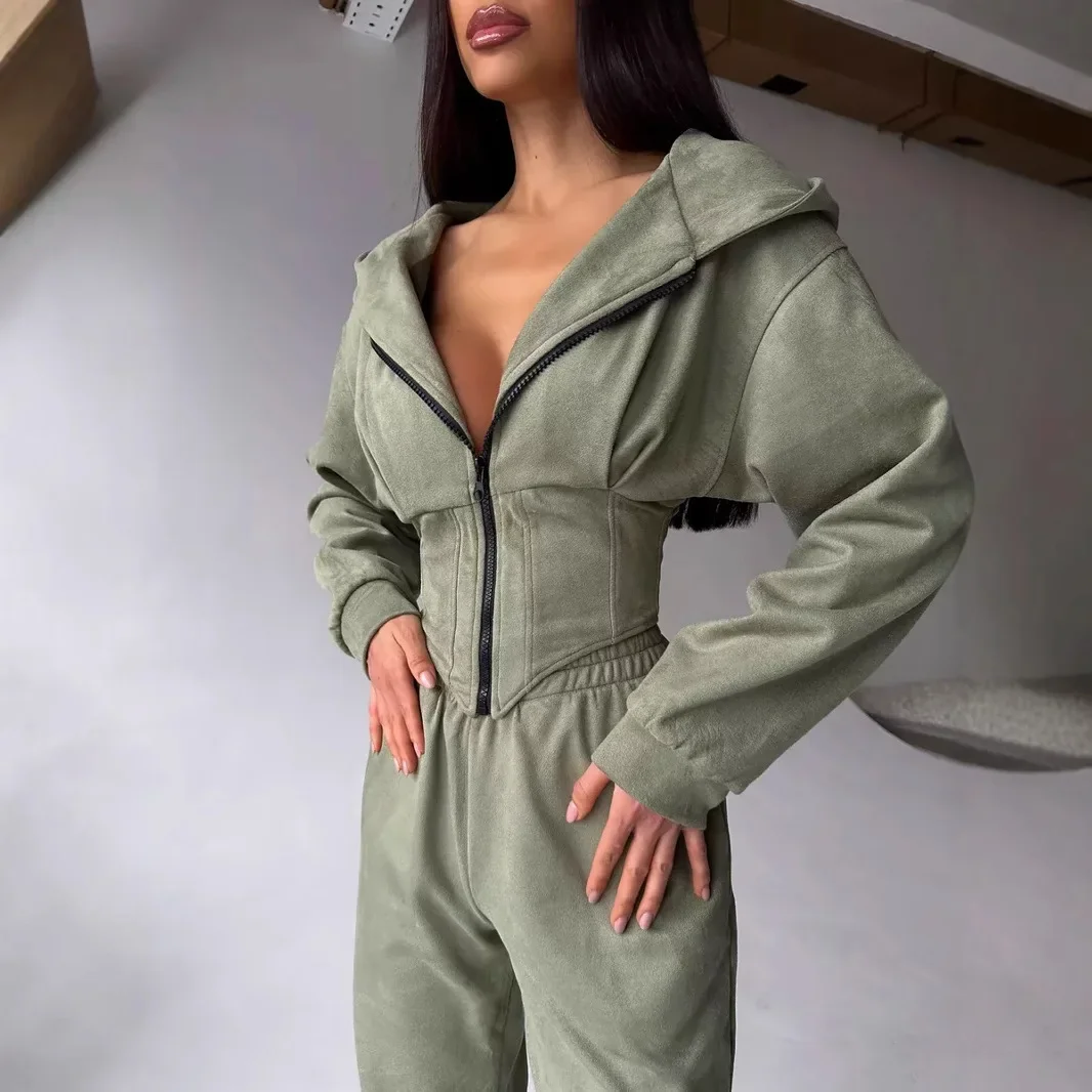Komplety dresowe damskie z bluzą i spodniami, zestawy sportowe, spodnie typu jogger, bluzy Y2k, jesienne spodnie streetwear z elastyczną talią, pasujące zestawy.