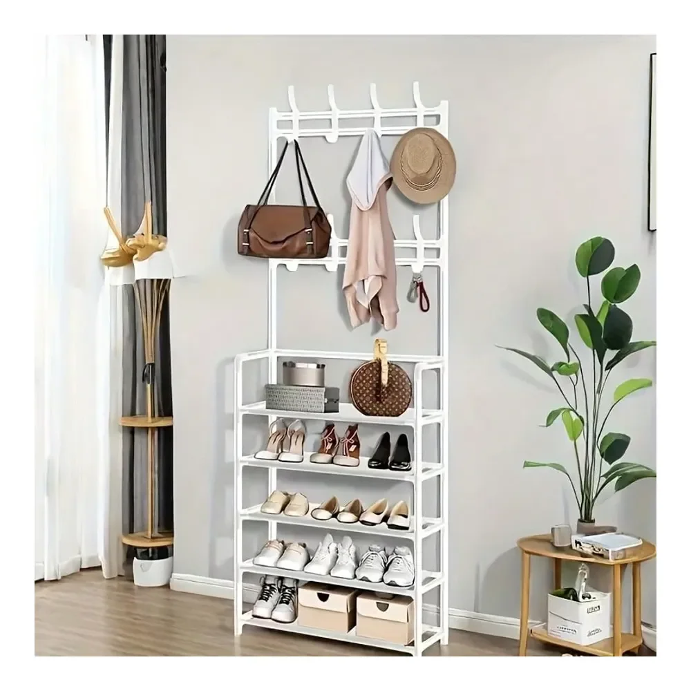 

Многофункциональная вешалка для обуви и головных уборов с 8 крючками, большая вместимость для хранения обуви, сапог, одежды, головных уборов, сумок, органайзер для повседневного хранения.