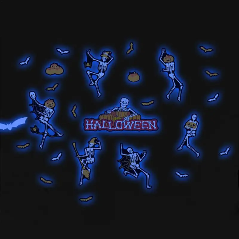 Glow In The Dark Halloween Decals 2 Sheets Window Decals Halloween Stickers Pumpkin Skeleton Bat Stickers Window Decals Window