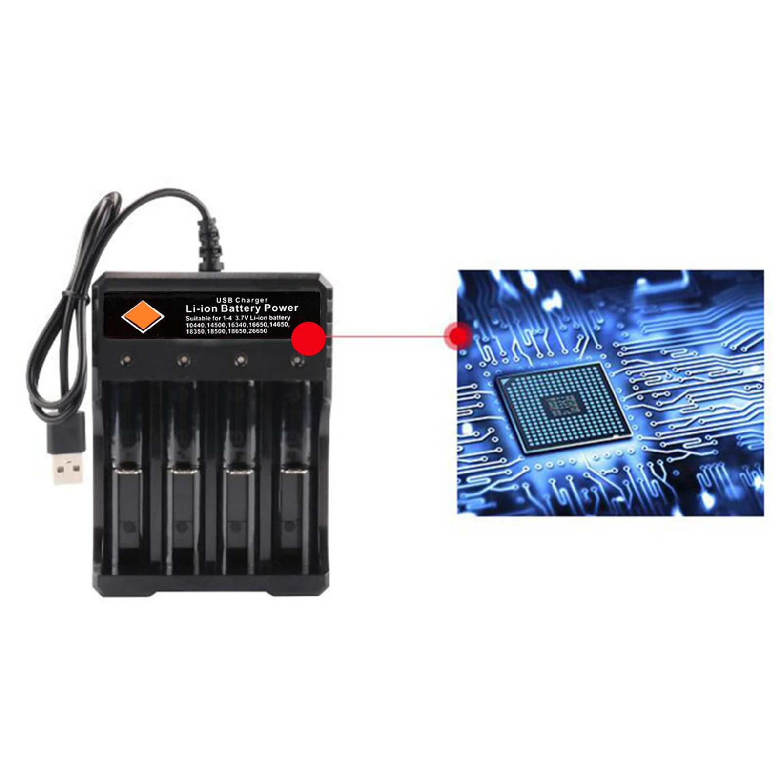 Usb 18650 Batterij Oplader Zwart 4 Slots Ac 110V 220V Dual Voor 18650 Opladen 3.7V Oplaadbare Lithium batterij