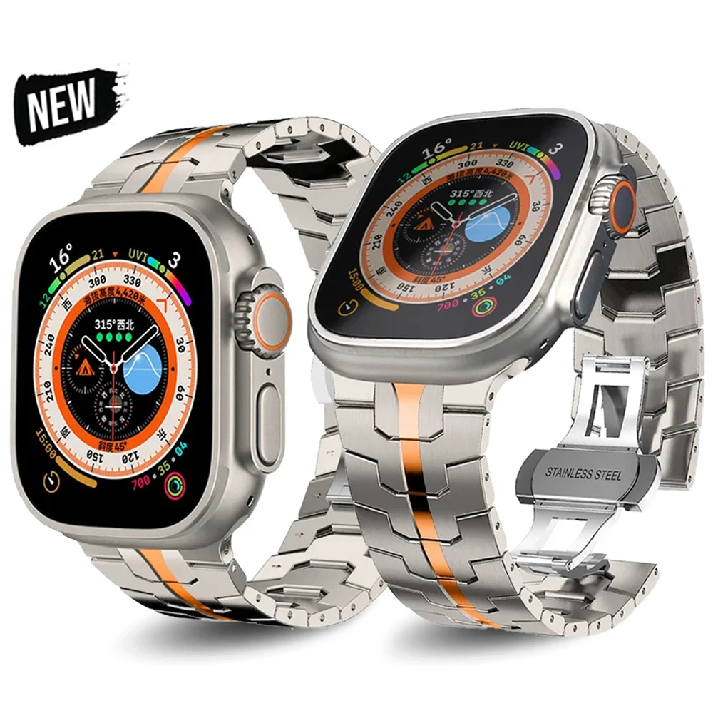 

Luxury Metal Strap For Apple Watch Ultra 49mm Series 8 7 45mm Titanium Color Stainless Steel Band For iWatch 6 5 4 3 44mm 42mm
