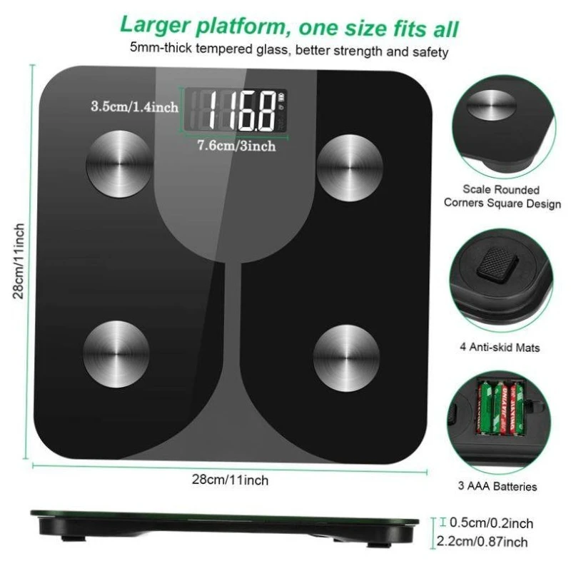 Body fat scale bathroom English lbs human weight scale BMI