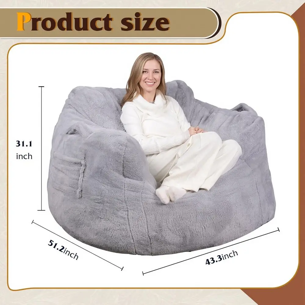 كرسي بين باج كبير 43 للكبار مع مساند للذراعين، أريكة مملوءة بإسفنج الذاكرة لغرفة المعيشة أو غرفة النوم، رمادي #3